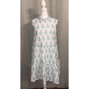 J Marie Evelyn Mini  Dress Women's Size Medium White Floral Tiered Sleeveless